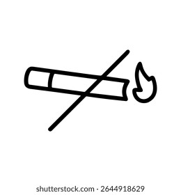 Simple Line Art No Smoking Symbol Cigarette Flame Icon