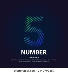 simple line art Number 5 icon. Creative Number 5 logotype vector illustration on dark background. Number 5 logo vector design template - EPS 10