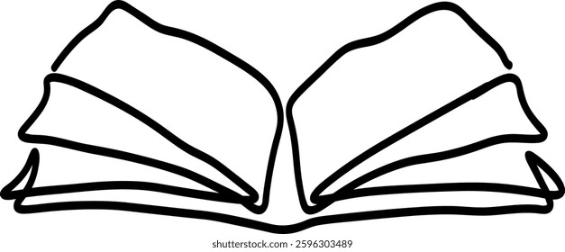 Simple Line Art: Open Book with Turning Pages