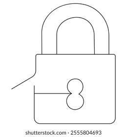 A Simple Line Art And Outline of a Lock with Keyhole Design