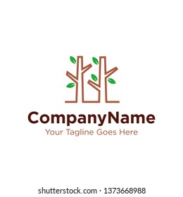 simple line art, outline, monoline tree logo design design vector template illustration. eco company, real estate, environment conservation, garden park symbol icon