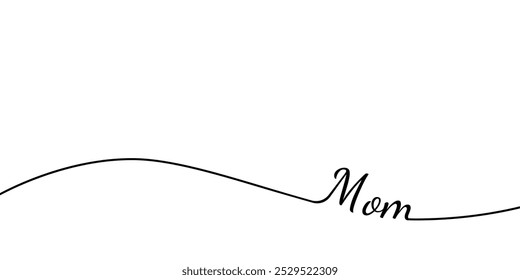 simple line art outline of mother's day with love. eps 10