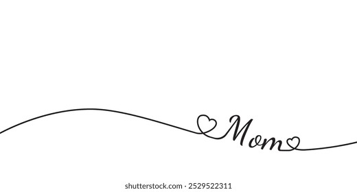 simple line art outline of mother's day with love. eps 10