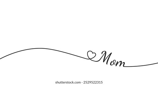simple line art outline of mother's day with love. eps 10