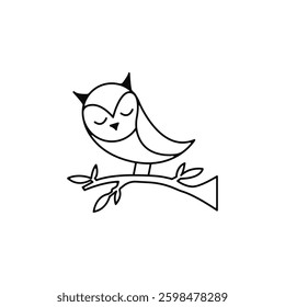 Simple Line Art Owl Logo Design