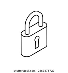 Icono de candado de arte lineal simple que representa el concepto de protección segura bloqueada