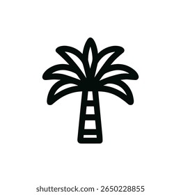 Simples Linha Arte Palm Tree Ícone de Símbolo de Ilha Tropical Exótica