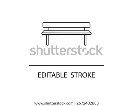 Simple line art park bench design, perfect for urban planning or creative projects needing a clean, adaptable element.