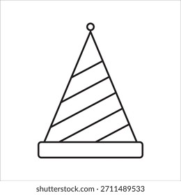 simple line art party hat icons, one black and one white,white background.
