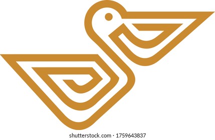 simple line art of pelican bird vector  logo