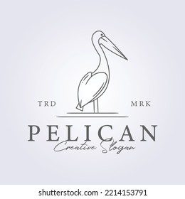 simple line art pelican bird logo vector design