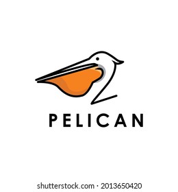 simple line art pelican logo with orange color