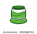 Simple Line Art Pickles Cucumber Fruits and Jars Sign Symbol Logo Vector