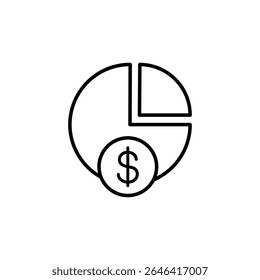 Simple line art of a pie chart with a dollar sign, symbolizing financial planning.