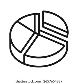 Einfaches Linienkunst-Tortendiagramm-Symbol in Schwarz-Weiß