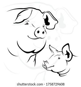 Simple line art pig, you can use for icons, design materials, logos, etc.