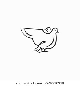 plantilla de diseño de vectores de logotipo de pichón de línea simple aislado en fondo blanco