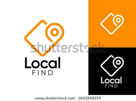 simple line art pin location logo vector design	
