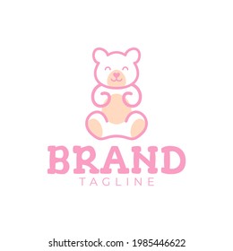 Simple line art of pink bear logo 