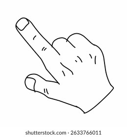 simple line art of pointing hand with four fingers. Cartoon vector icon