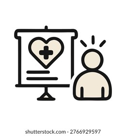 Simple Line Art Presentation About Health Benefits and Healthcare Advice Icon