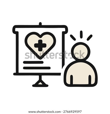 Simple Line Art Presentation About Health Benefits and Healthcare Advice Icon