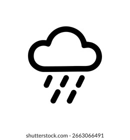 Simple Line Art Rain Cloud Icon Symbol Graphic Weather Element