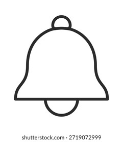 Simple line art representation of a bell icon, symbolizing notifications or alerts.