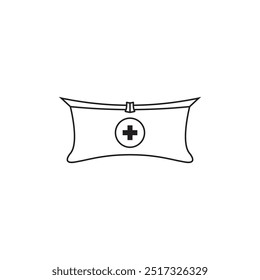 Simple line art representing a first aid kit, perfect for conveying emergency preparedness or medical assistance