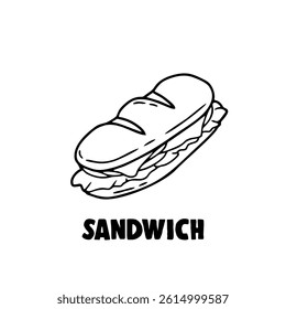 Simple Line Art Sandwich Illustration	