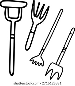Conjunto de herramientas esenciales de jardinería, concepto de jardinería