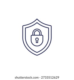 Simple line art shield with lock icon