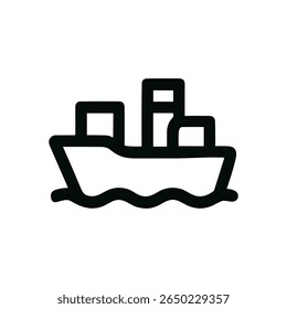 Simple Line Art Ship Container Vessel Cargo Transportation Icon