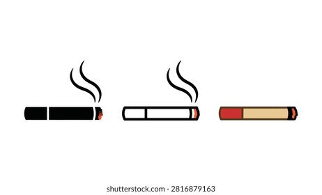 Simple line art showing three cigarettes with smoke rising from each