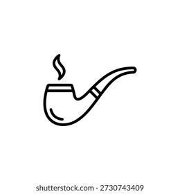 Simple Line Art Smoking Pipe with Smoke Design Element Illustration