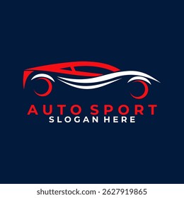 Simple line art sport car logo design vector template