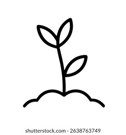 Simple Line Art Sprout Seedling Icon Showing Growth and Nurture