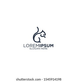 Simple line art squirrel logo design vector