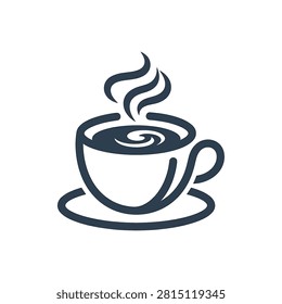 Simple line art of a steaming cup