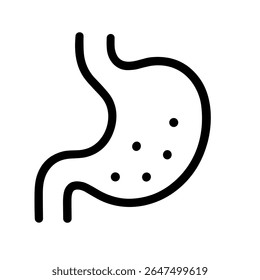 Simple Line Art Stomach Icon with Digestion Symbols Medical Illustration