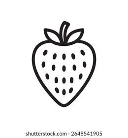 Simple line art strawberry icon. Perfect for fruit, dessert or healthy food designs.