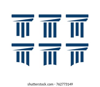 Simple Line Art Strong Law Pillar Symbol Logo Set