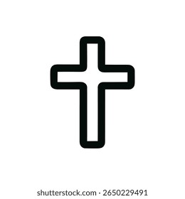 Simple Line Art Style Cross Symbol Christianity Minimalist Outline Shape