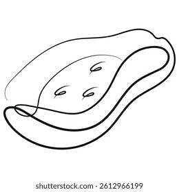 simple line art style half papaya icon, for various designs and patterns
