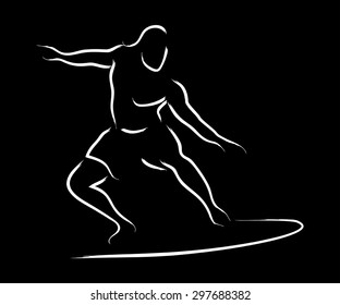 Simple line art of a surfer