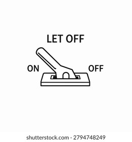 Simple line art of a switch with on off positions and let off text