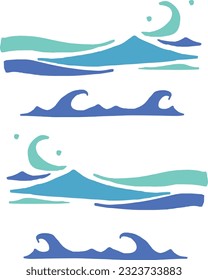 Simple line art  symbol of waves	
