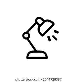 Icono de escritorio de fuente de iluminación de lámpara de mesa de arte de línea simple