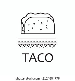 Simple line art taco vector logo