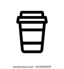 Linha simples arte Takeaway café ícone da xícara com tampa